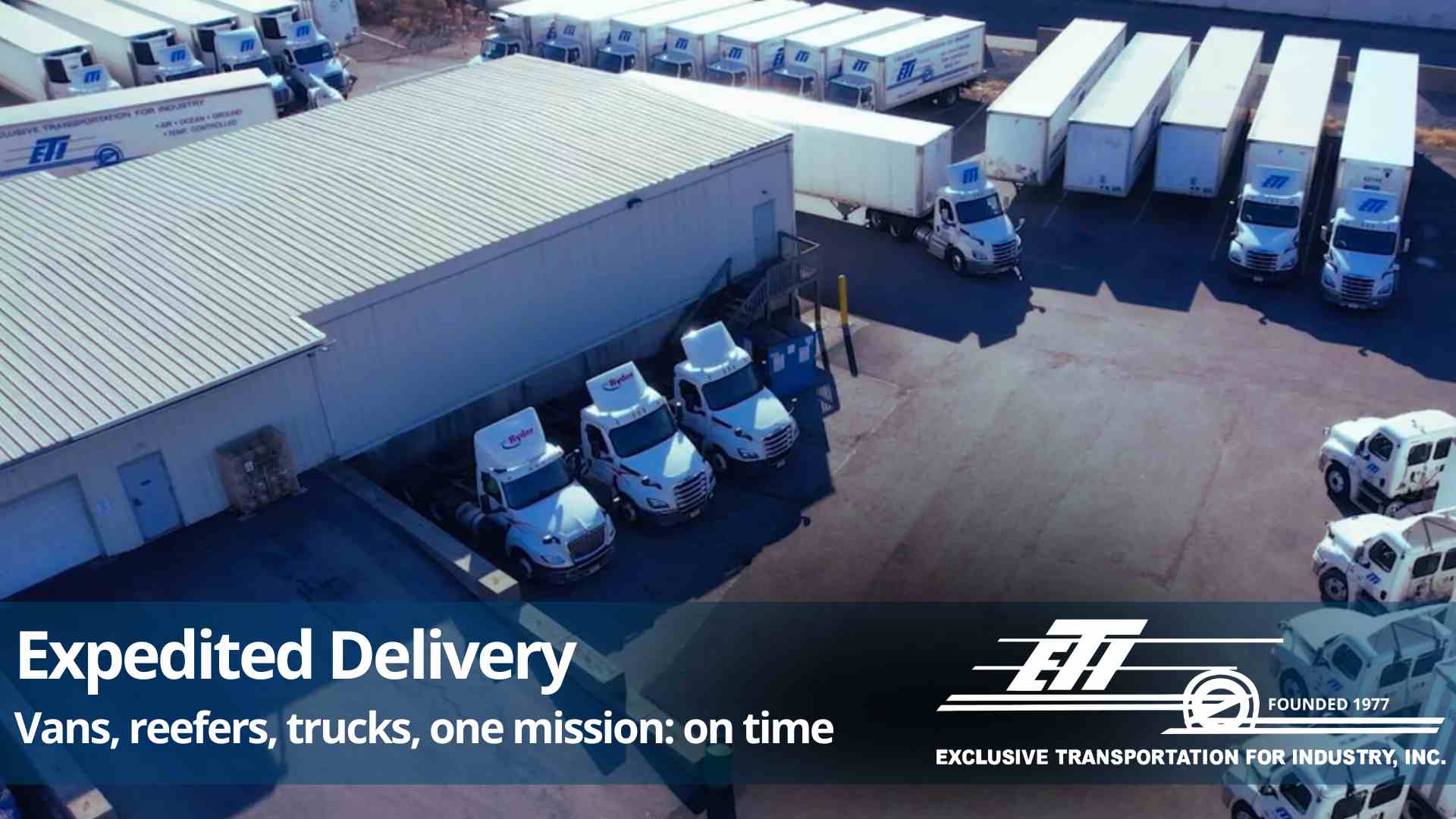 expedited shipping trucks at ETI warehouse in allentown pa